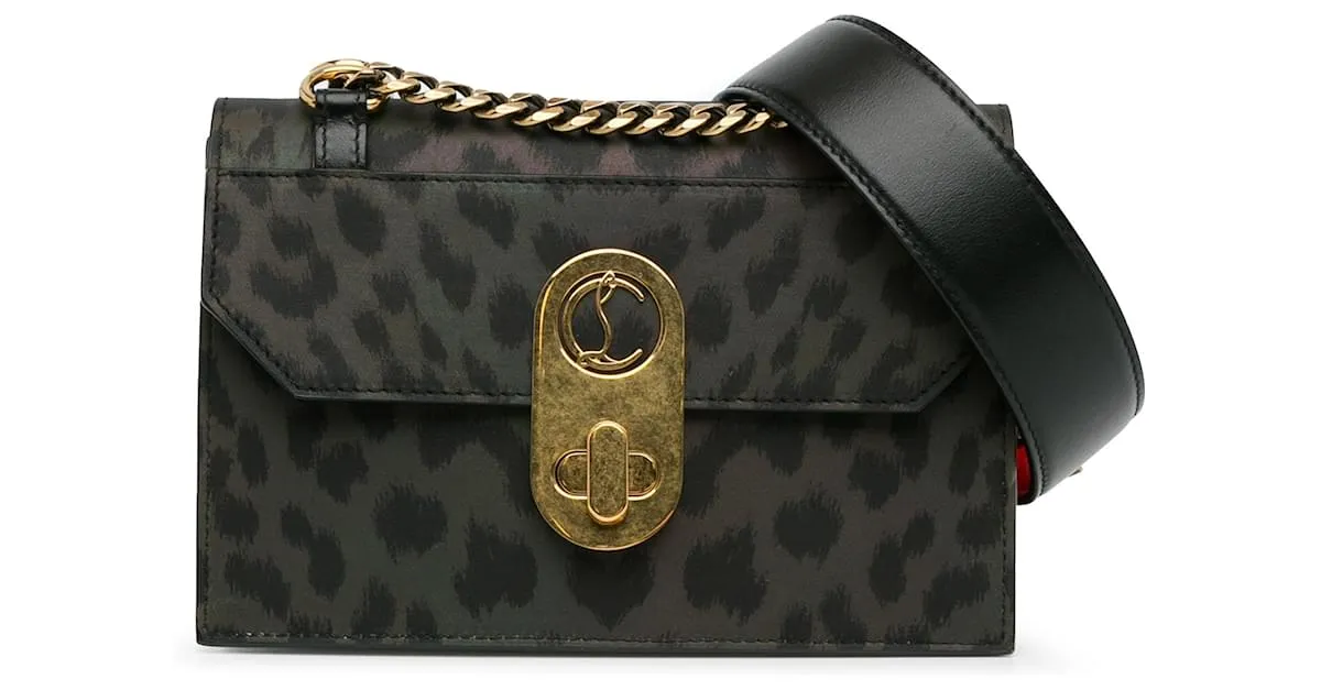 Bandolera Elisa mini con estampado de leopardo de Christian Louboutin gris 