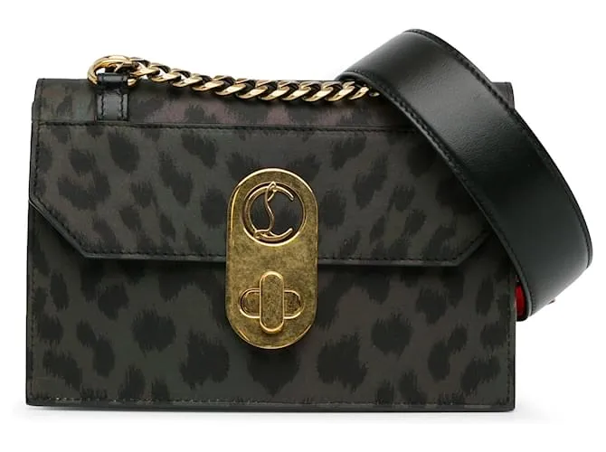 Bandolera Elisa mini con estampado de leopardo de Christian Louboutin gris 