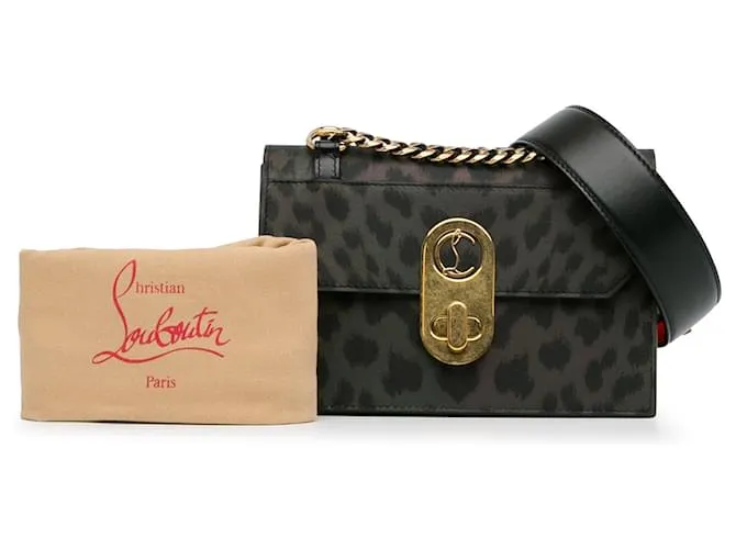 Bandolera Elisa mini con estampado de leopardo de Christian Louboutin gris 