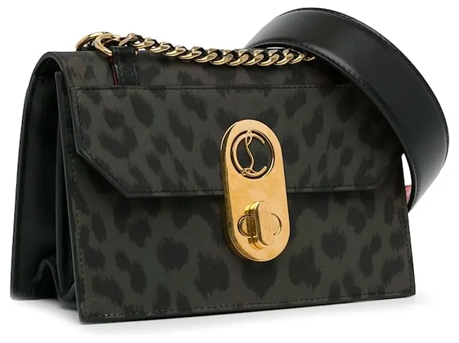 Bandolera Elisa mini con estampado de leopardo de Christian Louboutin gris 